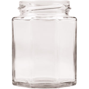 Vorratsglas 8-Kantform mit Schraubdeckel Obstdekor - 190 ml